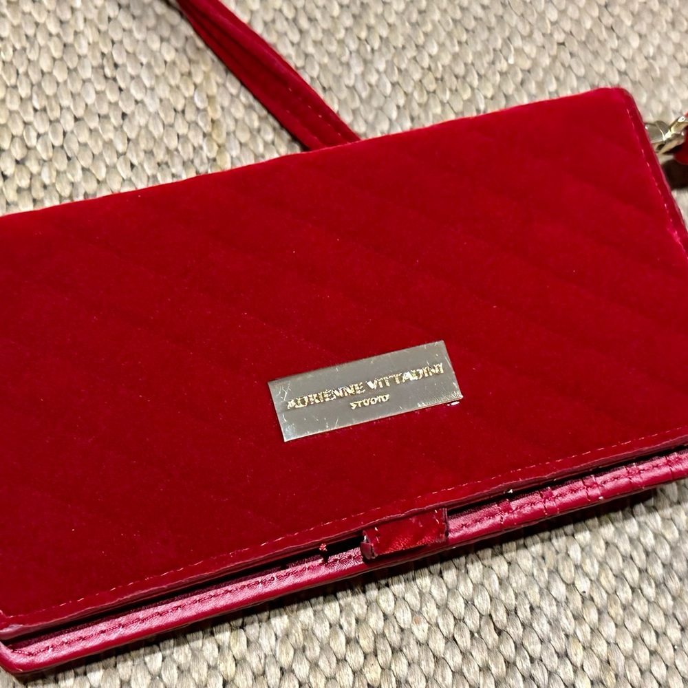 Women’s Adrienne Vittadini Studio Suede Red Wallet & Strap / Many Compartments